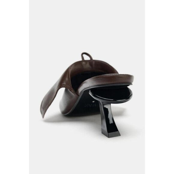 ZARA LEATHER KITTEN-HEEL SANDALS - Picture 7 of 8